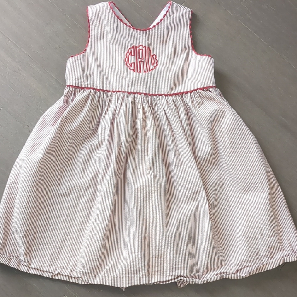 Striped Sleeveless Dress with Monogram